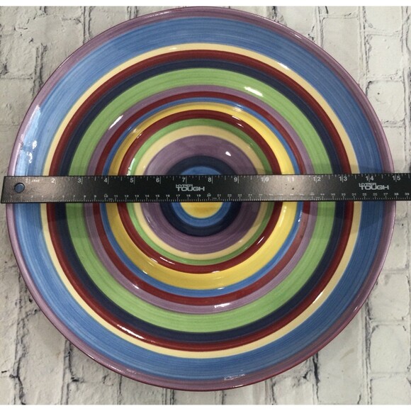 Tabletop Unlimited Barcelona Stripe Hand Painted Ceramic Chip / Dip Tray. - Picture 6 of 6